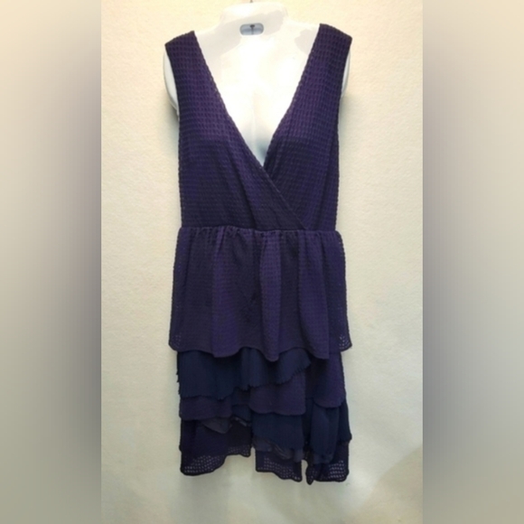 Anthropology Ric Rac Crepe Cascade Ruffle Dress Size Large - Picture 10 of 10